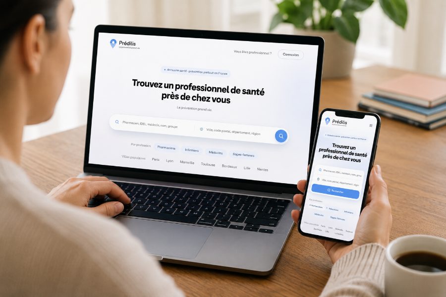 Patient recherchant un professionnel sur Maps Prédilis